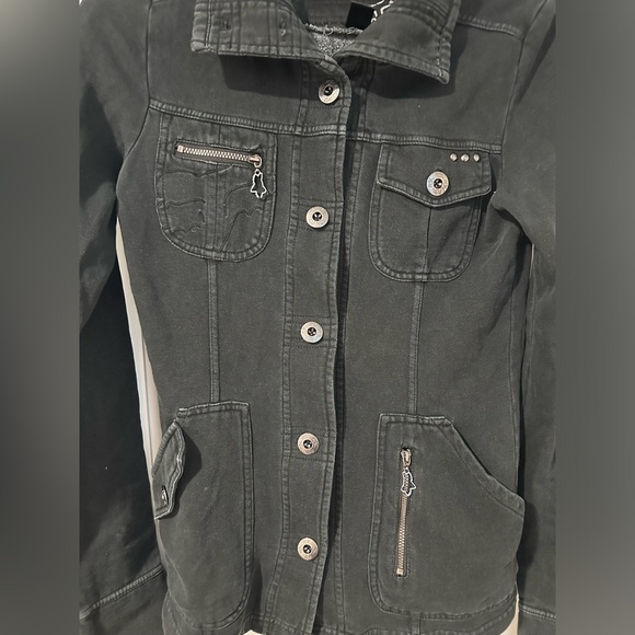 Fox - woman’s “vintage” button up sweatshirt/lightweight jacket - black - small - Picture 4 of 6